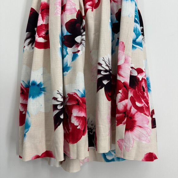 Guess Floral Fit & Flare Dress 2 Full Pleated Skirt Sleeveless Cocktail Red - Picture 8 of 9